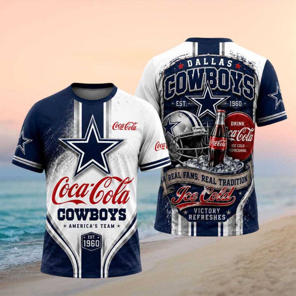 Dallas Cowboys Coca Cola Ice Cold Shirt Dallas Cowboys Merch Present For Football Fan - Merchluma