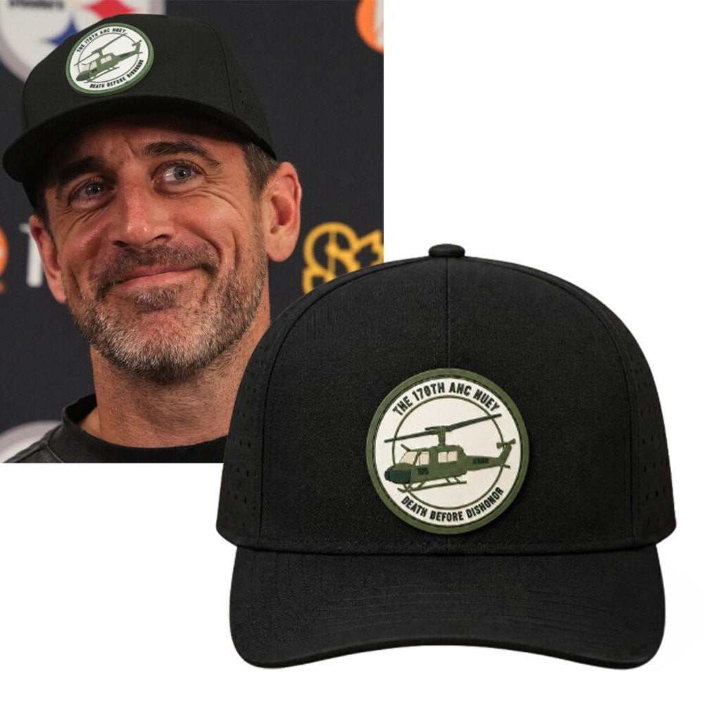 Aaron Rodgers 170th AHC UH-1 Huey Death Before Dishonor Helicopter Hat Aaron Rodgers Merch - Merchluma
