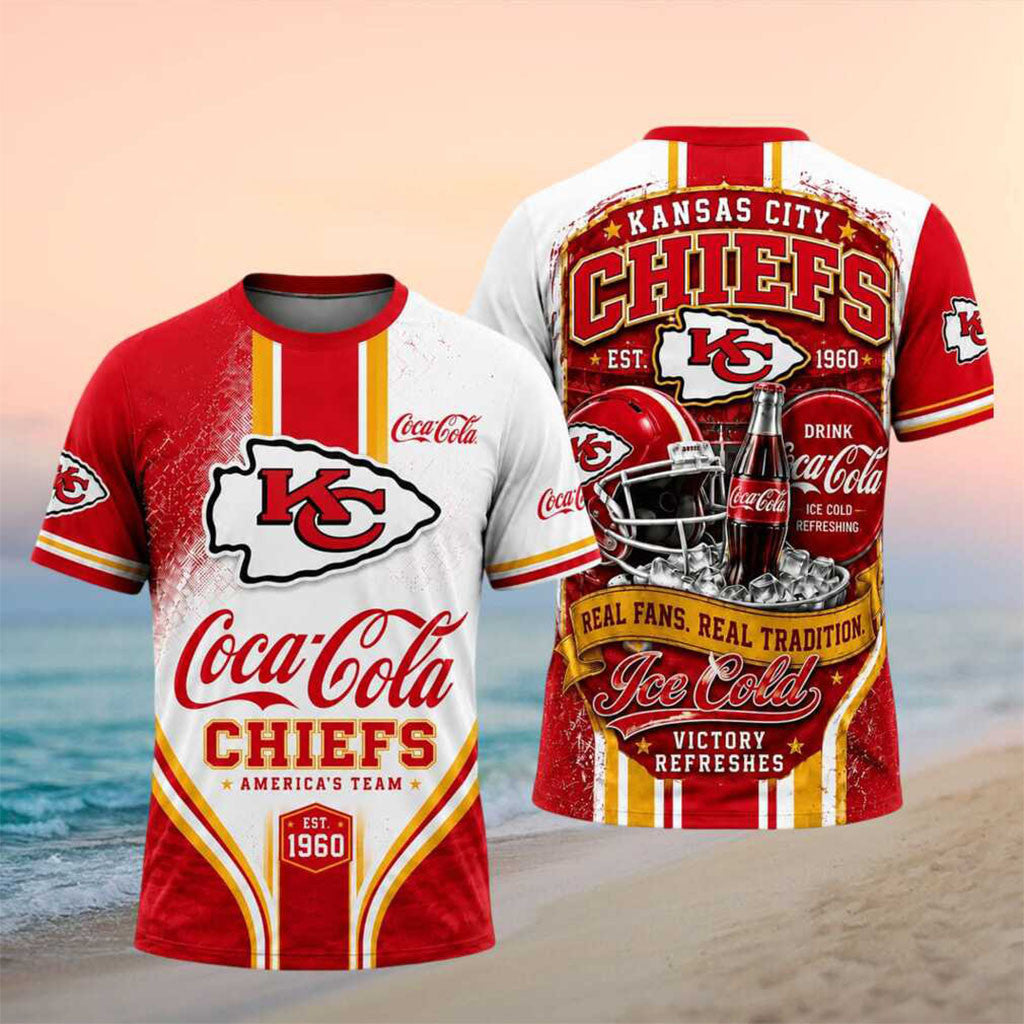 Kansas City Chiefs Coca Cola Ice Cold Shirt Real Fans Real Tradition T-Shirt KC Chiefs Merch - Merchluma