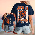 Chicago Bears Football Let Us Go Vintage Striped Shirt Chicago Bears Merch Game Day Gifts - Merchluma