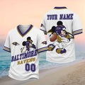 Personalized Baltimore Football Mickey Mouse V-Neck Shirt Baltimore Ravens Merch Game Day Gifts - Merchluma