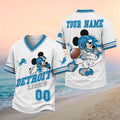 Personalized Detroit Lions Mickey Mouse V-Neck Shirt Detroit Lions Merch Football Fan Present - Merchluma