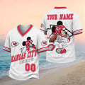 Personalized Kansas City Chiefs Mickey Mouse Football V-Neck Shirt KC Chiefs Merch Fan Gifts - Merchluma