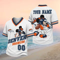 Personalized Denver Broncos Mickey Mouse V-Neck Shirt Denver Broncos Merch Gift For Fans - Merchluma