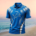 Detroit Lions Mascot Football Starburst Polo Shirt Detroit Lions Merch Gift For Brothers - Merchluma