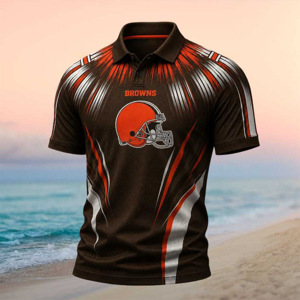 Cleveland Browns Helmet Design Athletic Polo Shirt Cleveland Browns Merch Football Gift For Him - Merchluma