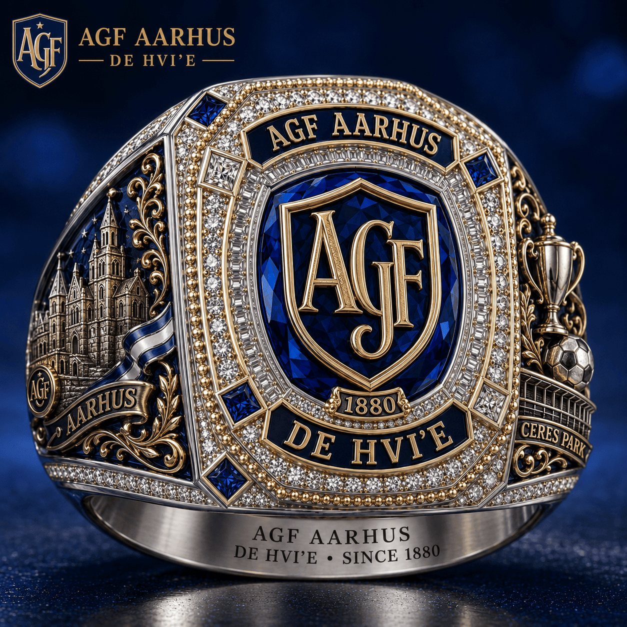 AGF Aarhus De Hvi'e Since 1880 Ring Aarhus Gymnastikforening Merch Gifts For Him - Merchluma