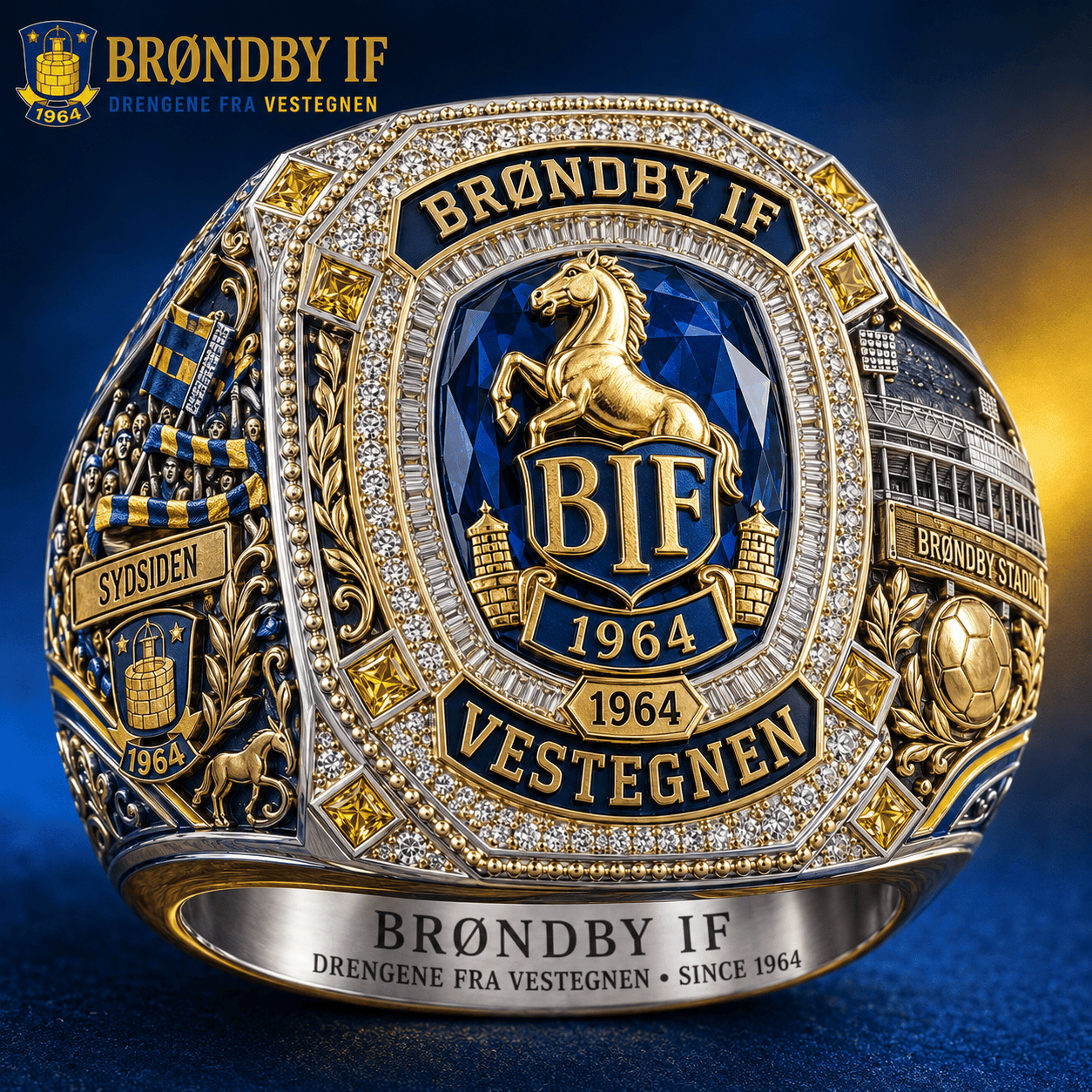 Brondby IF Drengene Fra Vestegnen Since 1964 Ring Brondby IF Merch Gift Ideas For Him - Merchluma