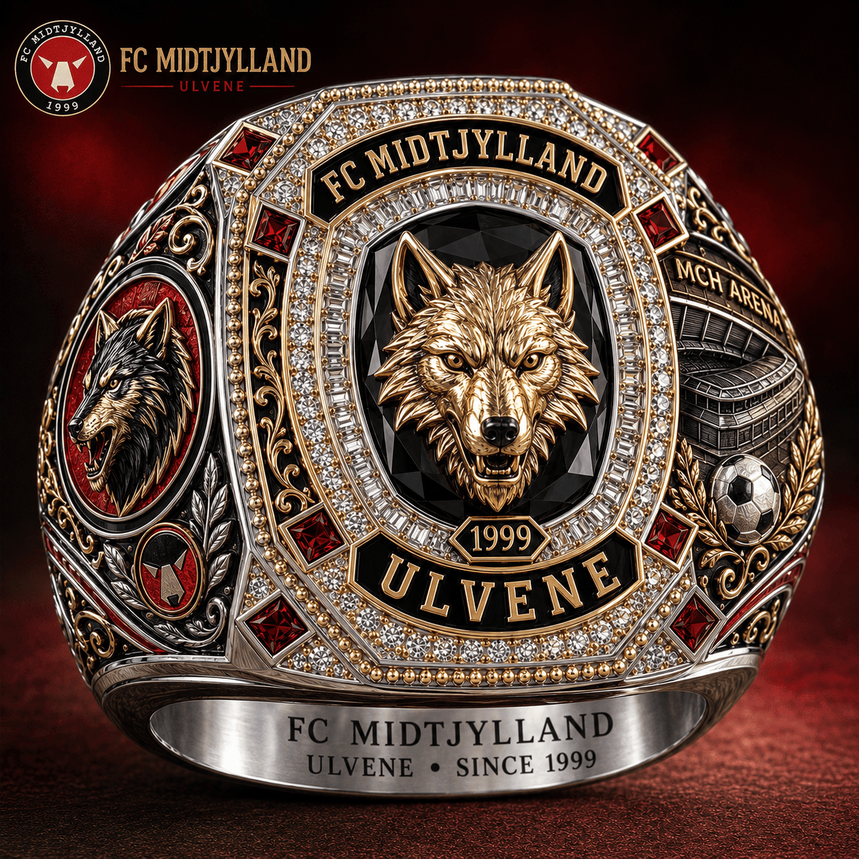 FC Midtjylland Ulvene Since 1999 Ring FC Midtjylland Merch Gifts For Football Fan - Merchluma
