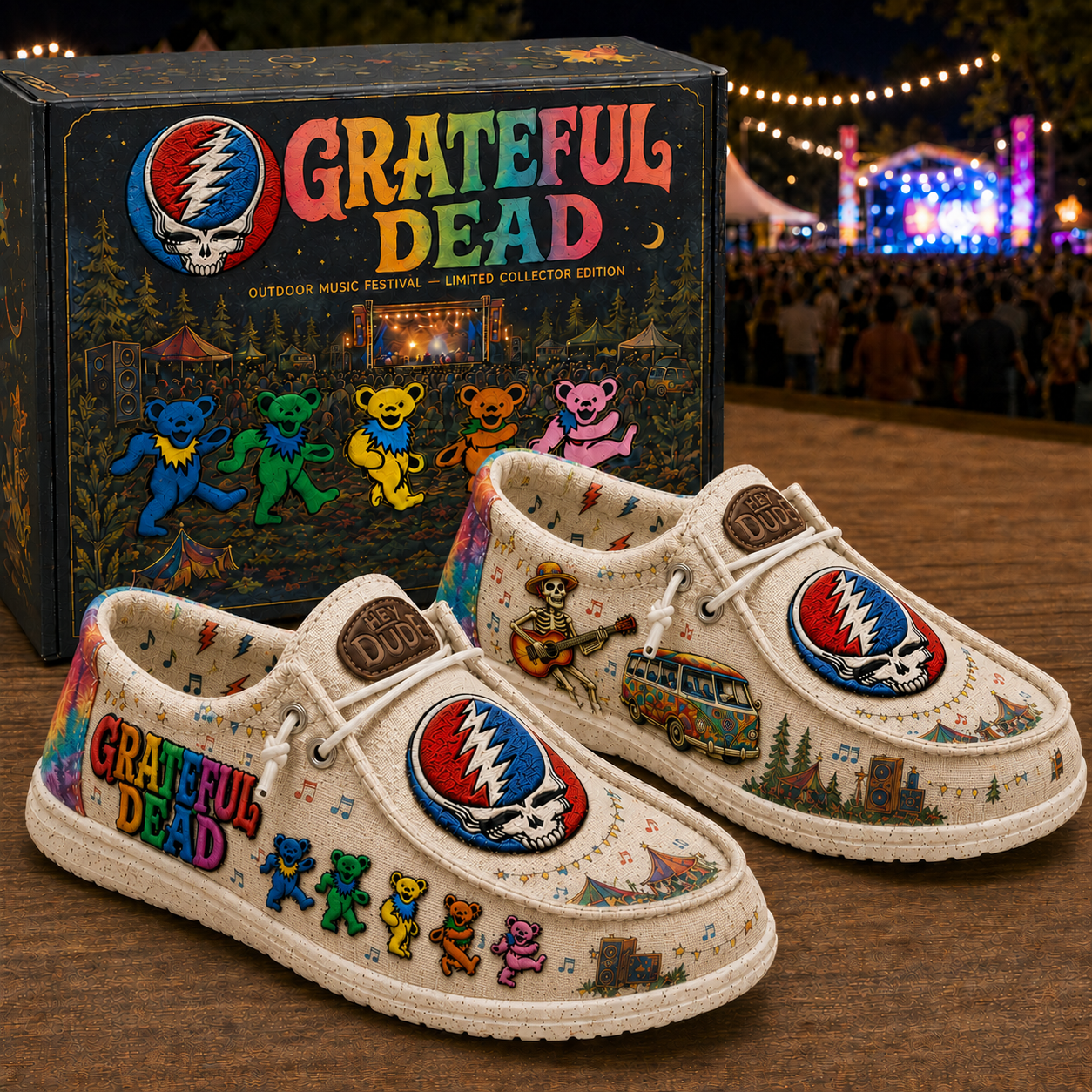 Grateful Dead Outdoor Music Festival Shoes Grateful Dead Merch Gift Ideas For BFF - Merchluma