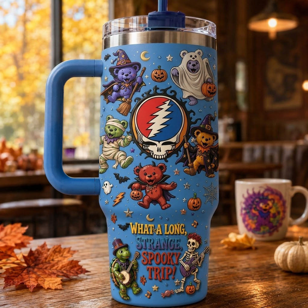 Grateful Dead What A Long Strange Spooky Trip Tumbler Grateful Dead Merch Gift For Halloween - Merchluma