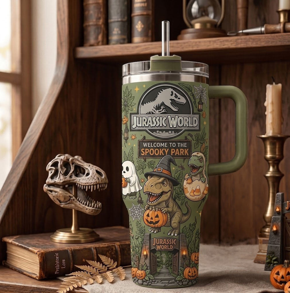 Jurassic World Welcome To The Spooky Park Tumbler Jurassic World Merch Gift For Halloween - Merchluma
