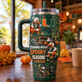 Miami Hurricanes Storming Into Spooky Season Go Canes Tumbler Hurricanes Merch Fans Gifts - Merchluma