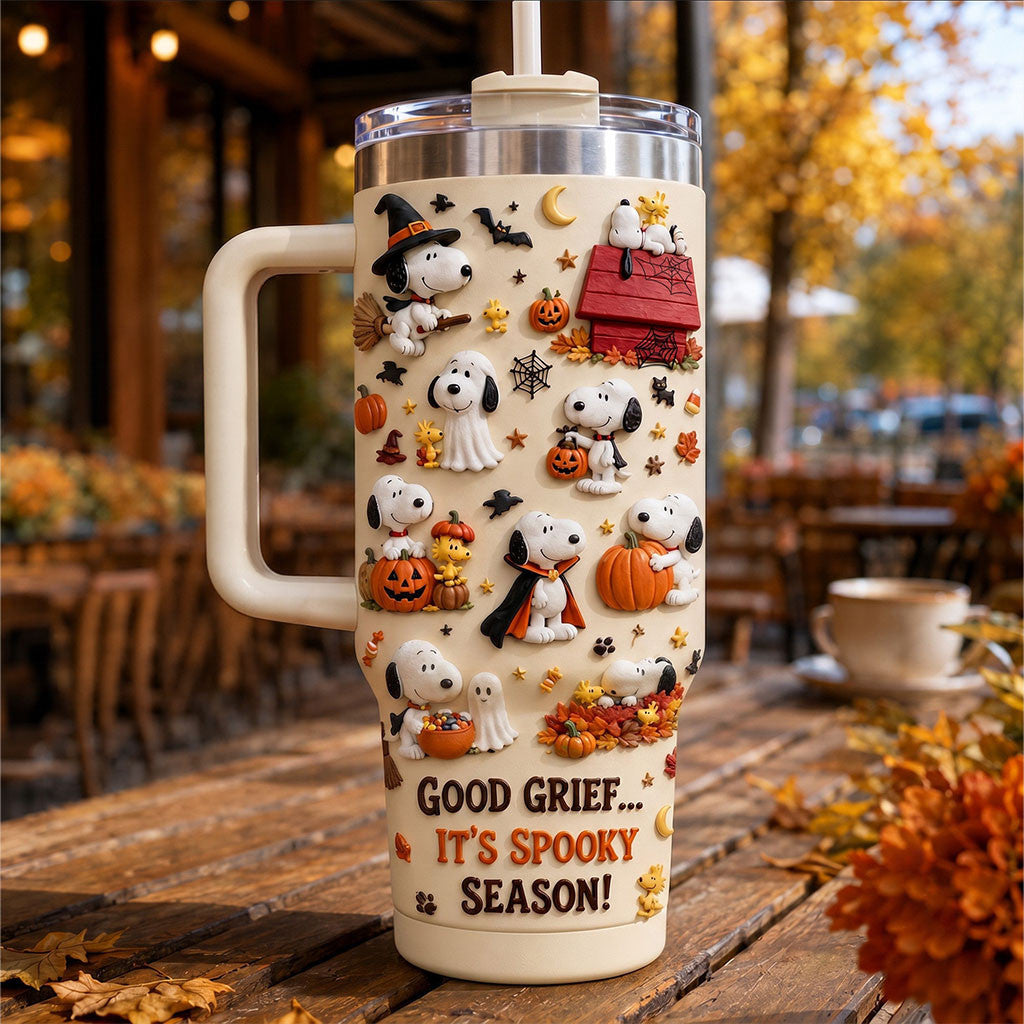 Snoopy Good Grief It's Spooky Season Tumbler Halloween Snoopy Merch Gifts For BFF - Merchluma