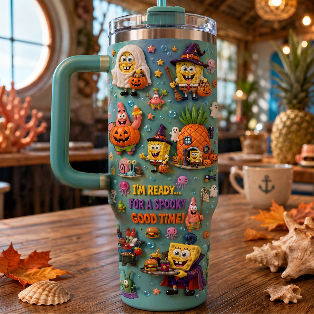 SpongeBob SquarePants I'm Ready For A Spooky Good Time Tumbler SpongeBob SquarePants Merch - Merchluma