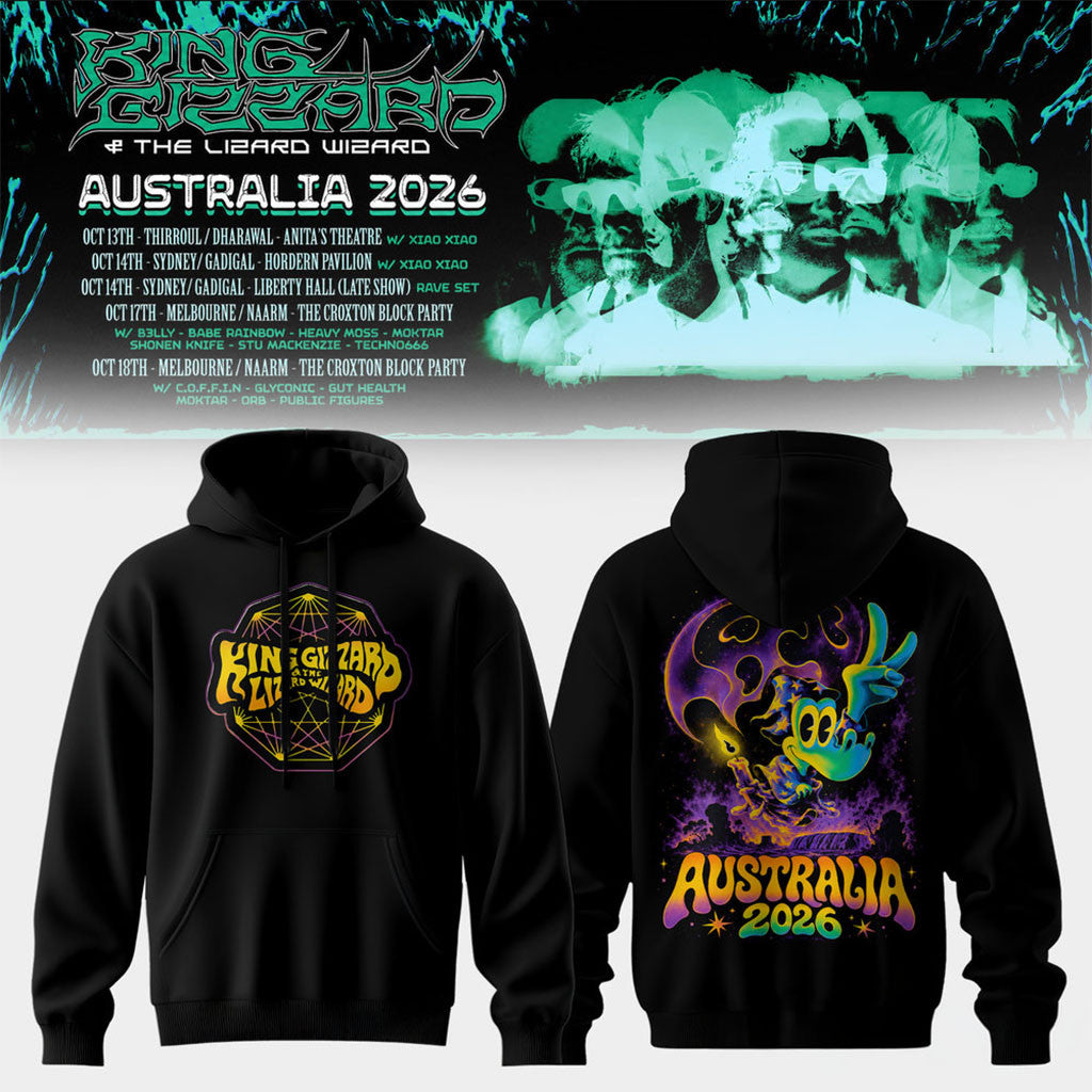 King Gizzard And The Lizard Wizard Merch Australia Tour 2026 Hoodie Cool Gifts For Rock Lovers - Merchluma