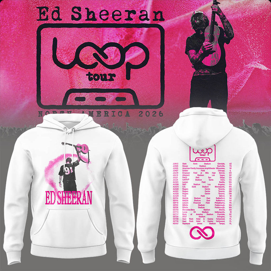 Ed Sheeran Loop Tour All Concert 2026 White Hoodie Ed Sheeran Merch Gift For Music Fans - Merchluma