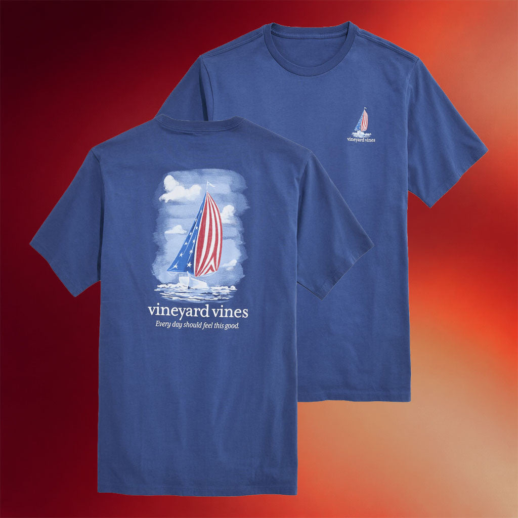 Vineyard Vines Merch 2026 Painted Americana Sail T-Shirt Birthday Gift Ideas For Husband - Merchluma