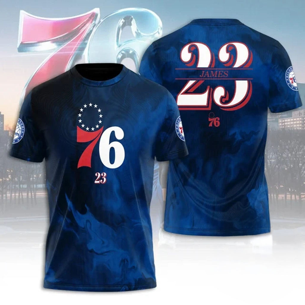 Philadelphia 76ers James Era #23 T-Shirt 76ers Merch Presents For Basketball Fans - Merchluma