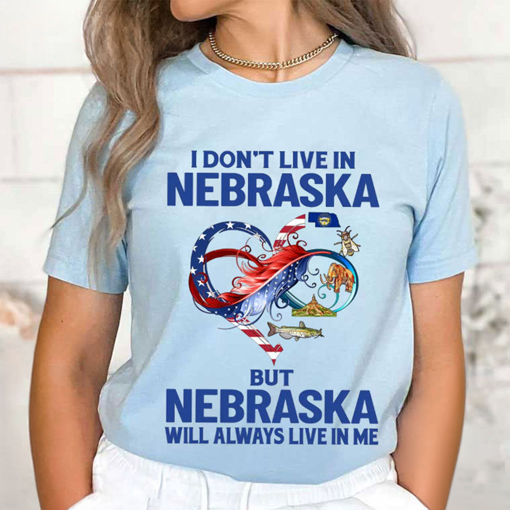 I Don't Live In Nebraska But Nebraska Will Always Live In Me T-Shirt Nebraska Pride Apparel - Merchluma