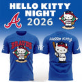 Atlanta Braves X Hello Kitty Night T-Shirt 2026 Atlanta Braves Merch Gift For Baseball Lovers - Merchluma