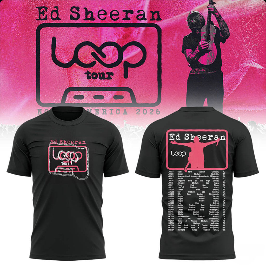 Ed Sheeran Loop Tour 2026 Black Shirt Ed Sheeran Merch Unique Gifts For Music Lovers - Merchluma