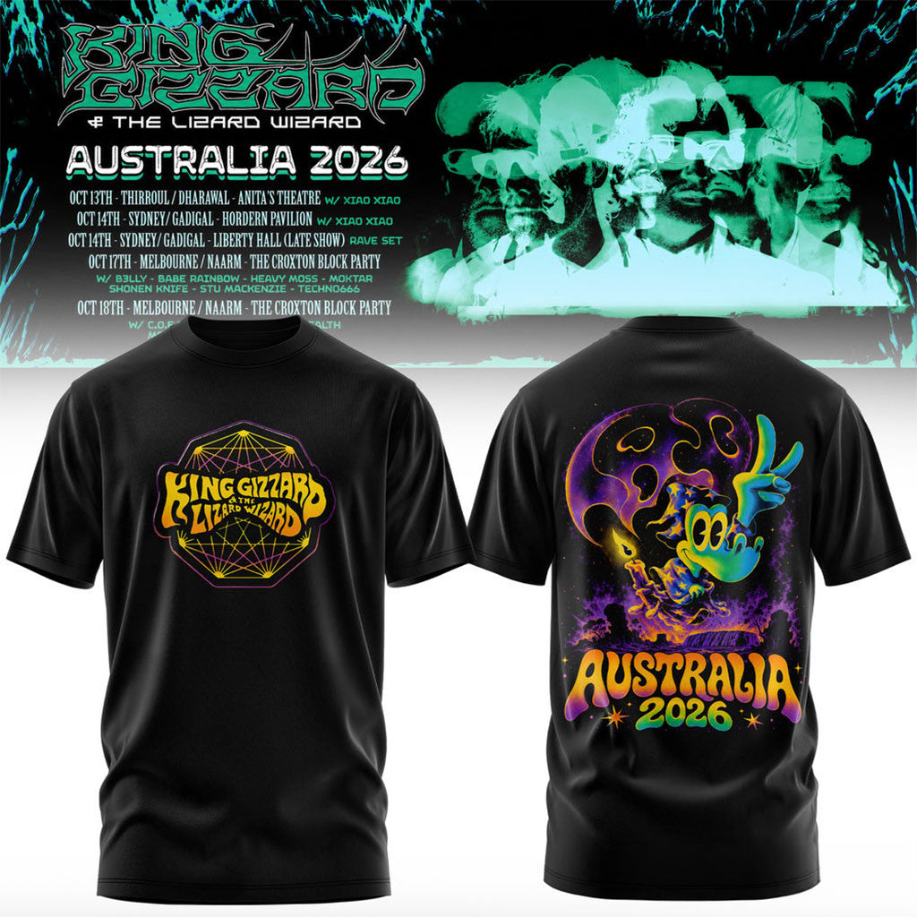 King Gizzard And The Lizard Wizard Merch Australia Tour 2026 T-Shirt Presents For Rock Lovers - Merchluma