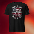 1 Nation Design Merch 2026 Iron Sharpens Iron T-Shirt USA Flag Shirt Patriotic Gifts For Him - Merchluma