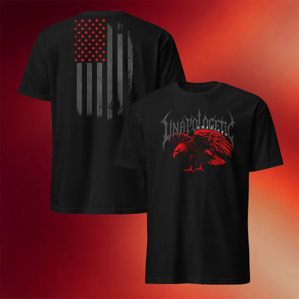 1 Nation Design Merch 2026 Unapologetic American Onyx T-Shirt Black Patritoic Gift Ideas - Merchluma