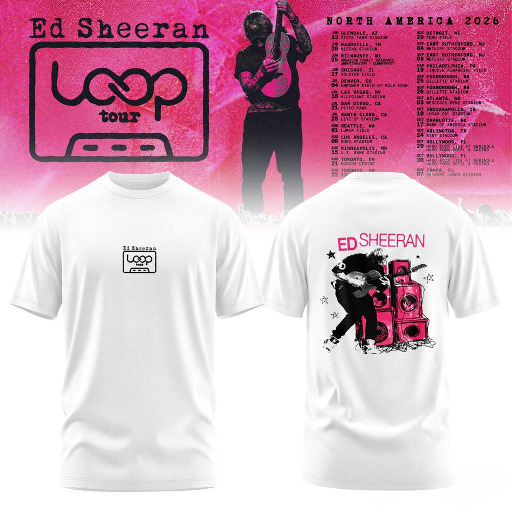 Ed Sheeran Loop Tour North American 2026 White Shirt Ed Sheeran Merch Gift For Music Lovers - Merchluma