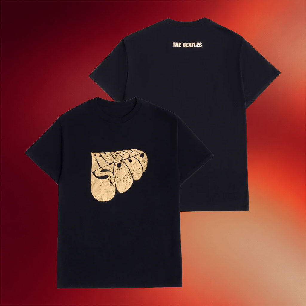 The Beatles Merch 2026 Rubber Soul Black Gold Foil T-Shirt Presents For Music Lovers - Merchluma