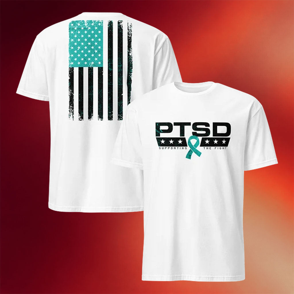 1 Nation Design Merch 2026 PTSD Supporting The Fight T-Shirt White Patriotic Gift Ideas - Merchluma