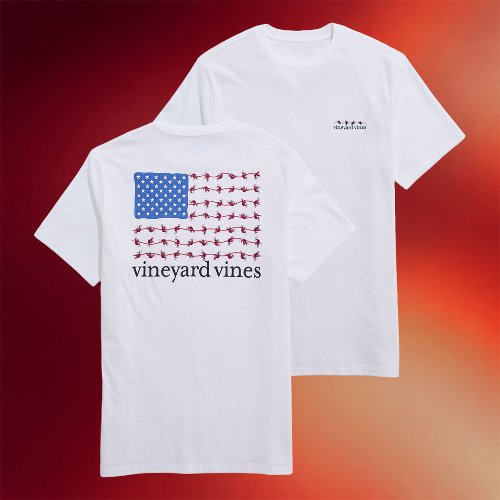 Vineyard Vines Merch 2026 Lobster Roll Flag T-Shirt White Best Patriotic Gifts - Merchluma