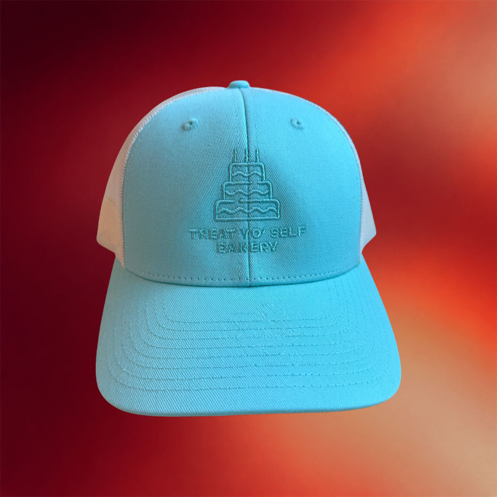 TrashyQweenz Merch 2026 Tiered Cake Embroidered Treat Yo' Self Bakery Trucker Hat Birthday Gift - Merchluma