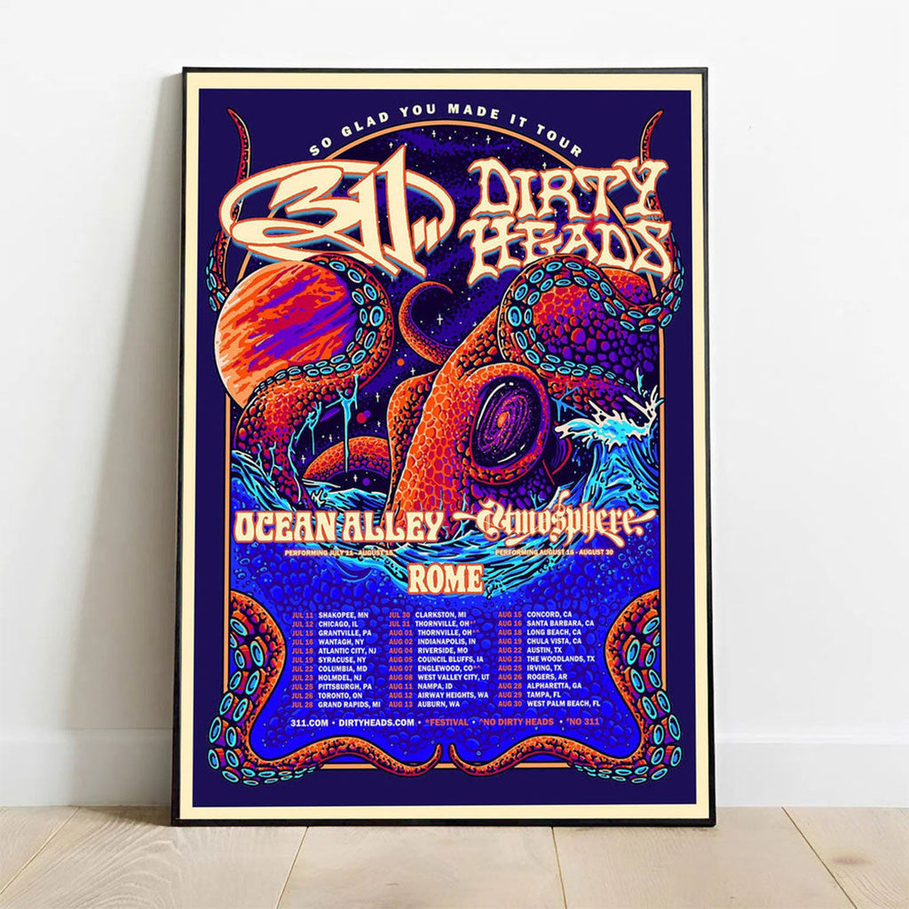 311 And Dirty Heads Poster Ocean Alley Atmosphere Rome Tour So Glad You Made It Tour Poster - Merchluma