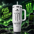 Monster Energy Ultra White 40 oz Stanley Tumbler Monster Energy Merch Gifts For Boyfriend - Merchluma
