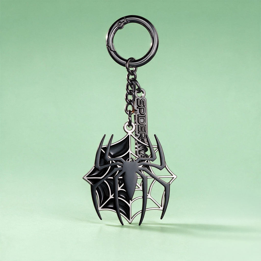 Marvel Spider Man Black Web Keychain Spider Man Merch Movie Lover Gift For Brothers - Merchluma