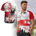 Team Swiss Stockli Mountain Landscape Polo Shirt Switzerland Pride Clothing Gift For Him - Merchluma
