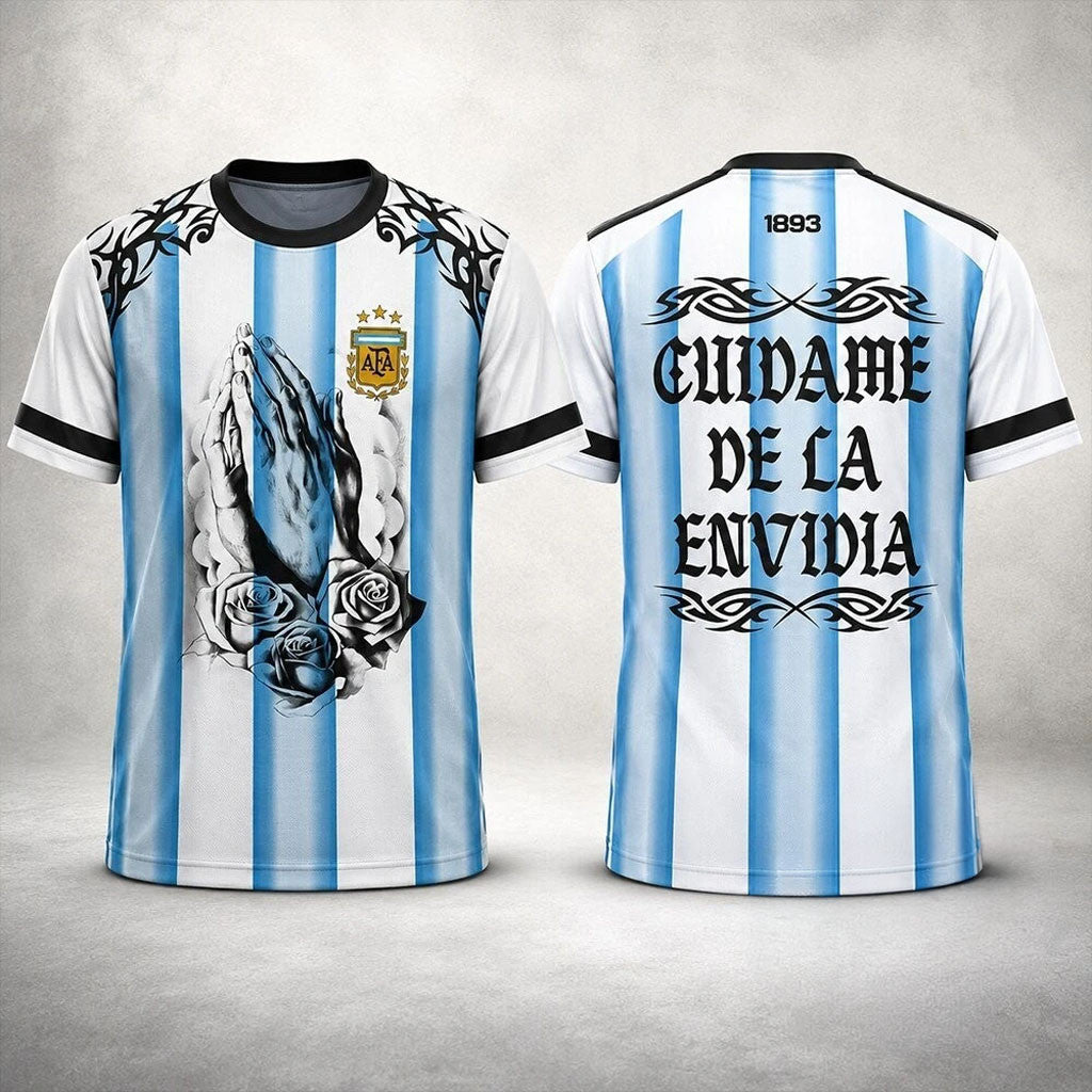 Joe Jonas Argentina Praying Hands And Roses T-Shirt Argentina Team Merch Gift For Fans - Merchluma