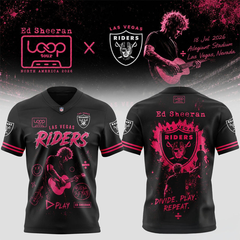Ed Sheeran Las Vegas LOOP Tour 2026 Levi Stadium Raiders Football Jersey Ed Sheeran Merch Gifts - Merchluma