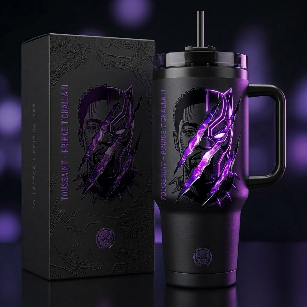 Black Panther Toussaint Prince T'Challa II Claw Mark Tumbler Black Panther Merch Gift For Him - Merchluma