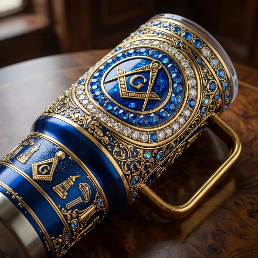 Freemason Symbol Faith Hope Charity 40oz Stanley Tumbler Freemason Merch Present For Dad - Merchluma