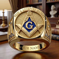 Personalized Gold Freemason Square And Compass Master Mason Ring Useful Gift For Fathers - Merchluma