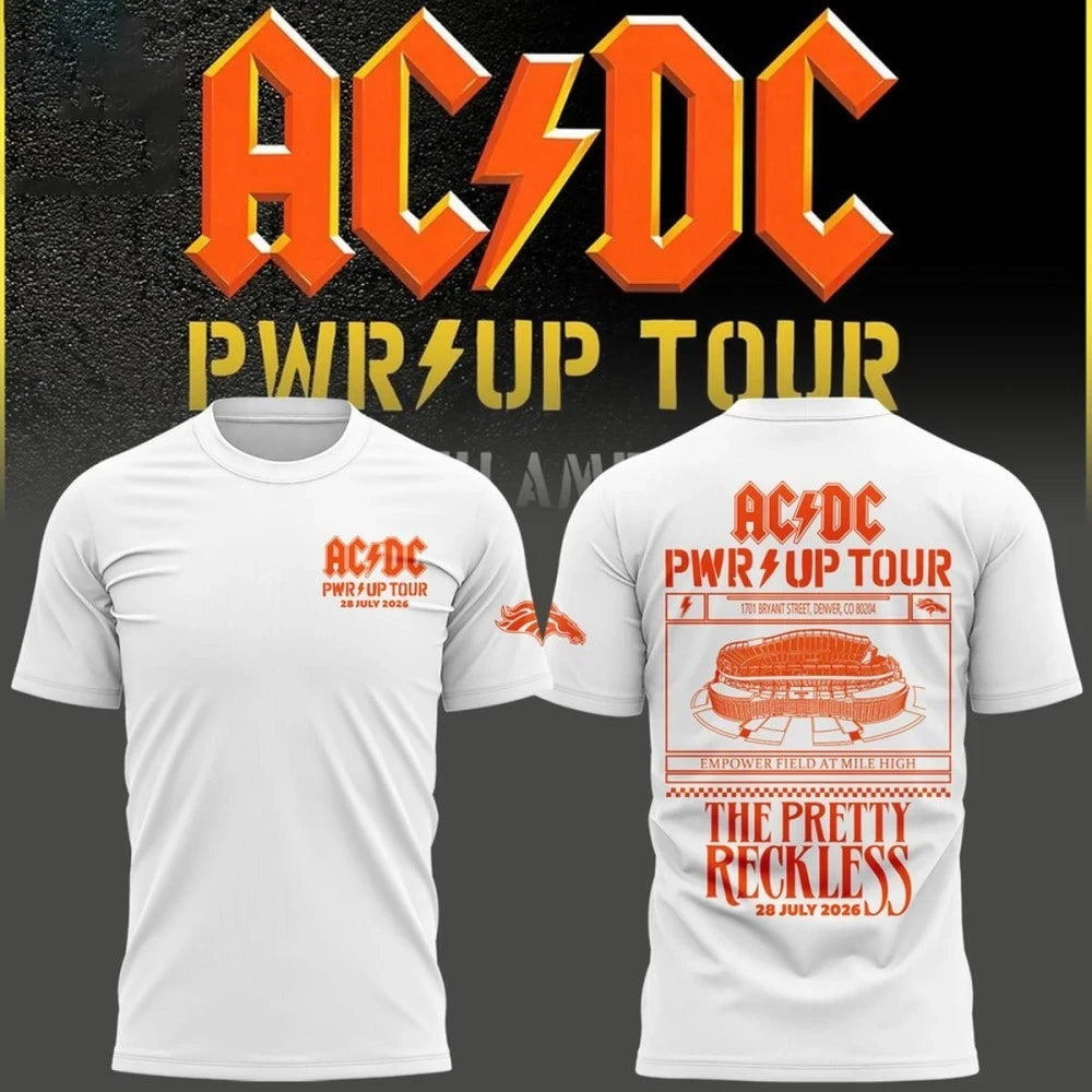 AC DC Merch Denver Broncos X ACDC Power Up Tour 2026 Shirt Concert Outfits Gift For Music Fans - Merchluma