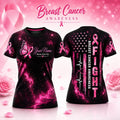 Personalized Breast Cancer Awareness Fight Pink Ribbon Butterfly Flag ECG T-Shirt Mom Gifts - Merchluma