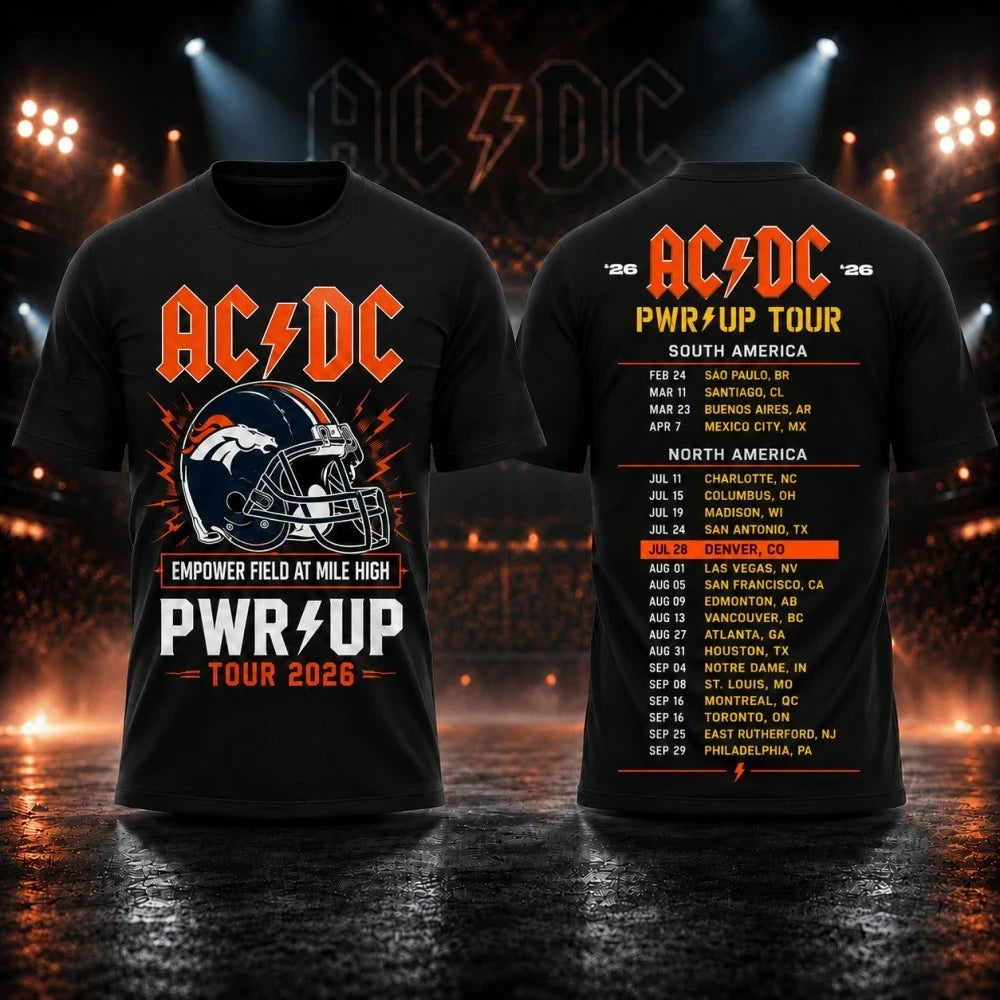 AC DC Merch 2026 ACDC Power Up Tour At Mile High T-Shirt Heavy Metal Band Shirt Gift For Fans - Merchluma