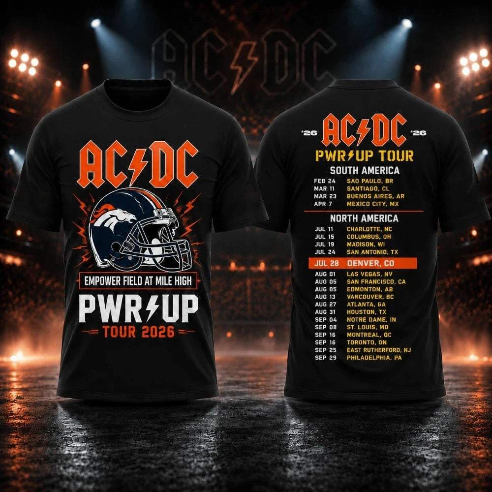 AC DC Merch 2026 ACDC Power Up Tour Dates T-Shirt ACDC Denver CO Live Concert Merch Fan Gifts - Merchluma