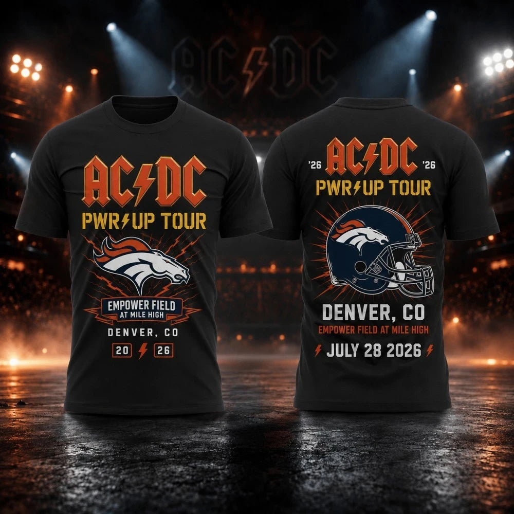 AC DC Merch 2026 ACDC Tour Dates Shirt Denver CO Power Up Tour T-Shirt Gift For Music Fans - Merchluma