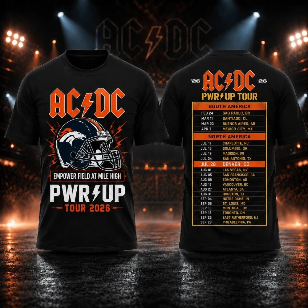 AC DC Merch 2026 ACDC Tour Denver Co Empower Field At Mile High T-Shirt Power Up Concert Merch - Merchluma