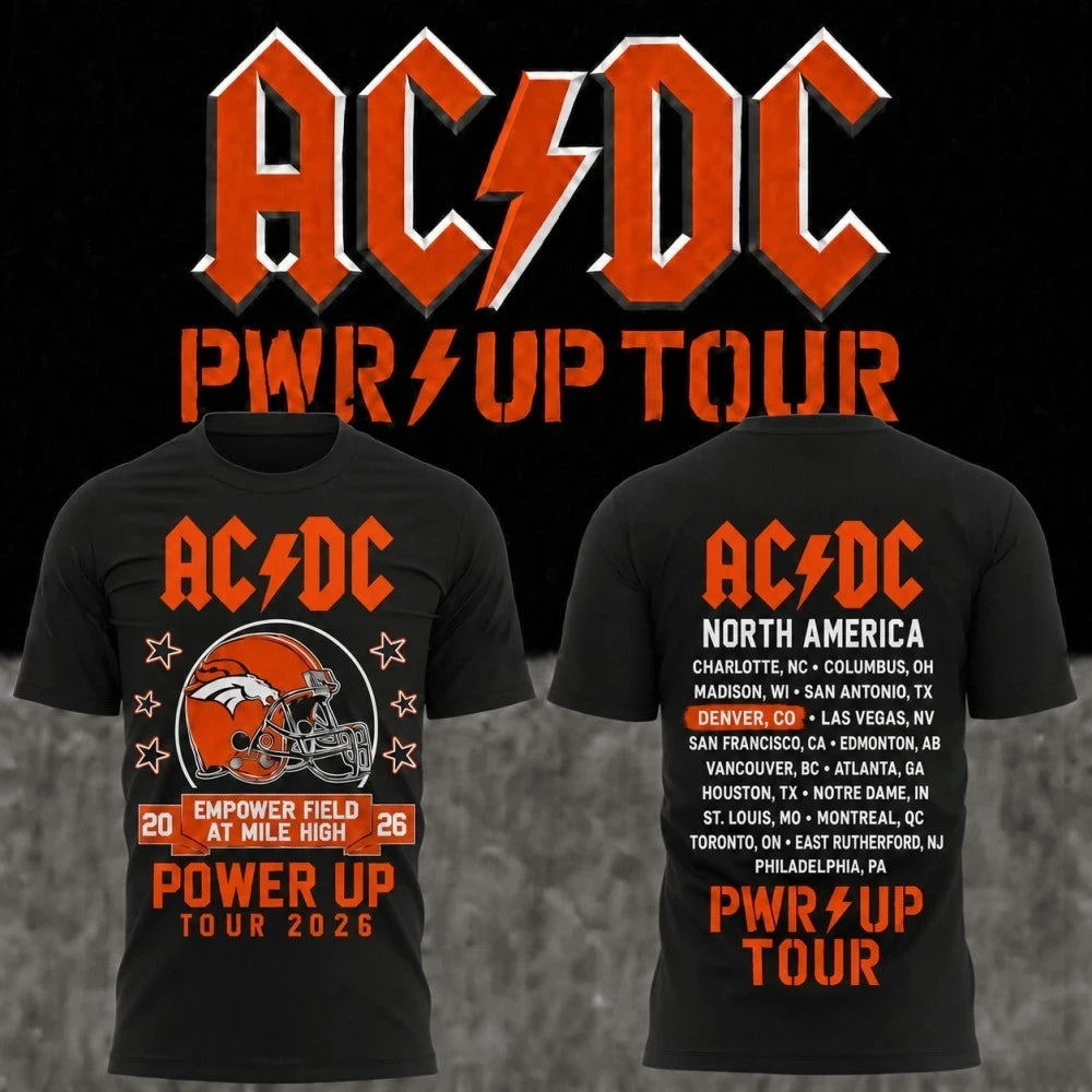 AC DC Merch ACDC Denver Colorado Tour Shirt 2026 Pwr Up Concert Empower Field At Mile High Tee - Merchluma